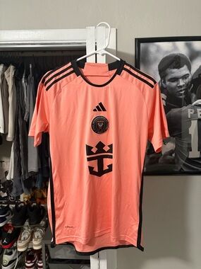 adidas Coral and Black Soccer Jersey